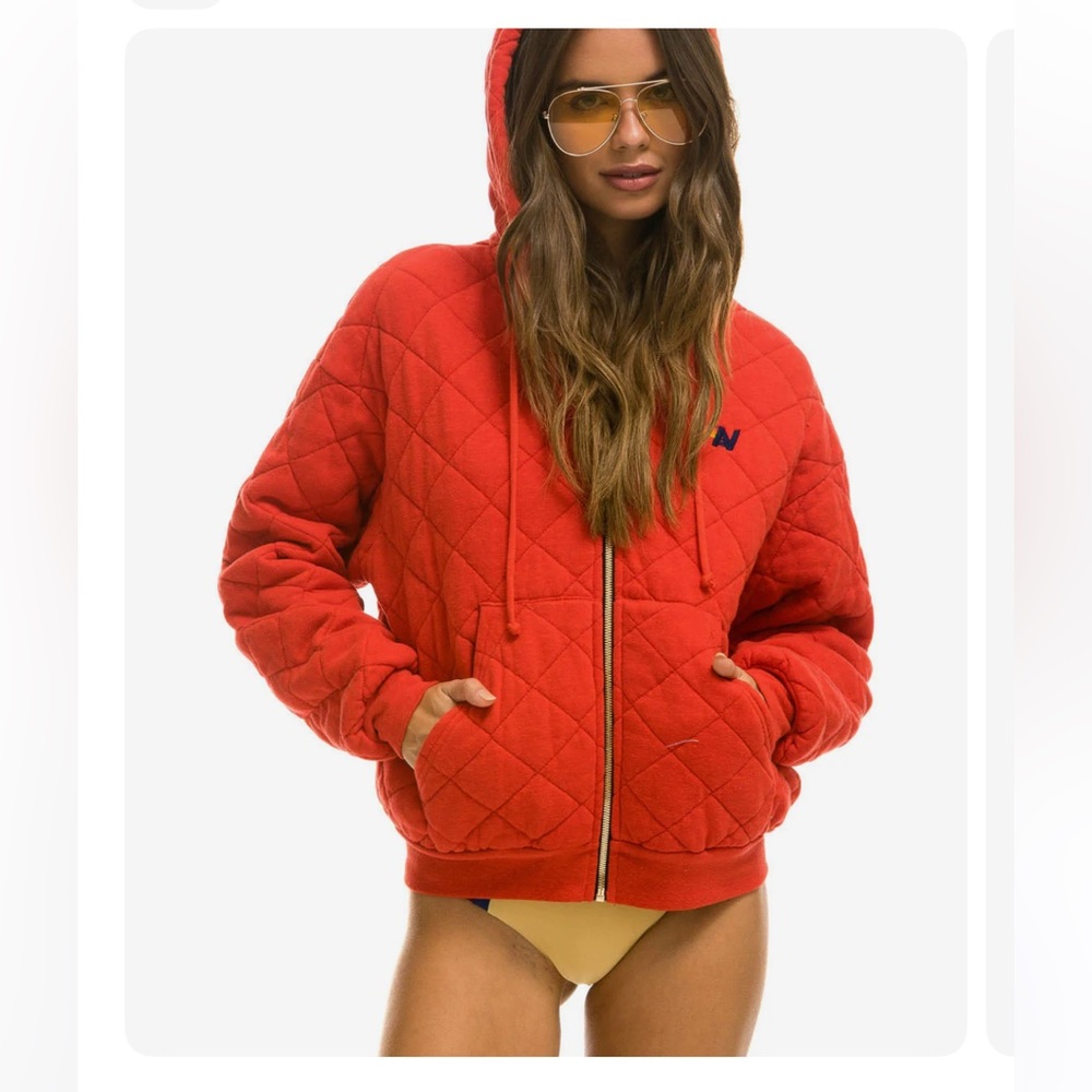 Aviator Nation Quilted zip hoodie